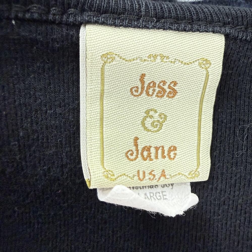 Jess & Jane Shirt Womens Xl Black Christmas Joy Tree Poinsettia Holiday Usa View 5